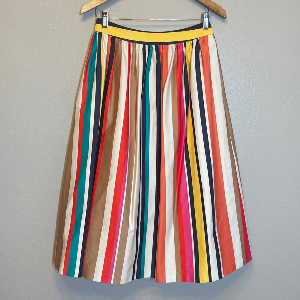 Alice + Olivia Multicolor Stripe Midi Skirt Size 6 Fit & Flare A-Line